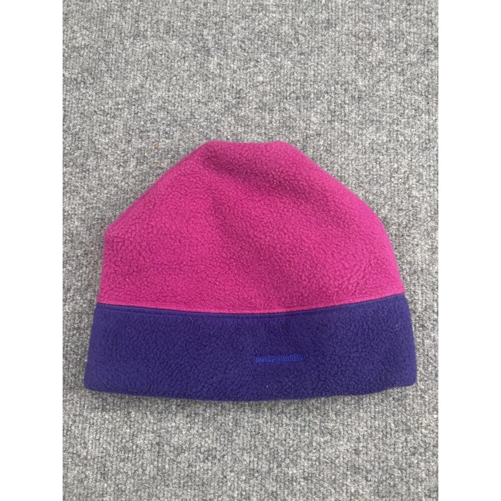Patagonia Hat Beanie Fleece Womens Large Pink Purple Colorblock Winter Warm